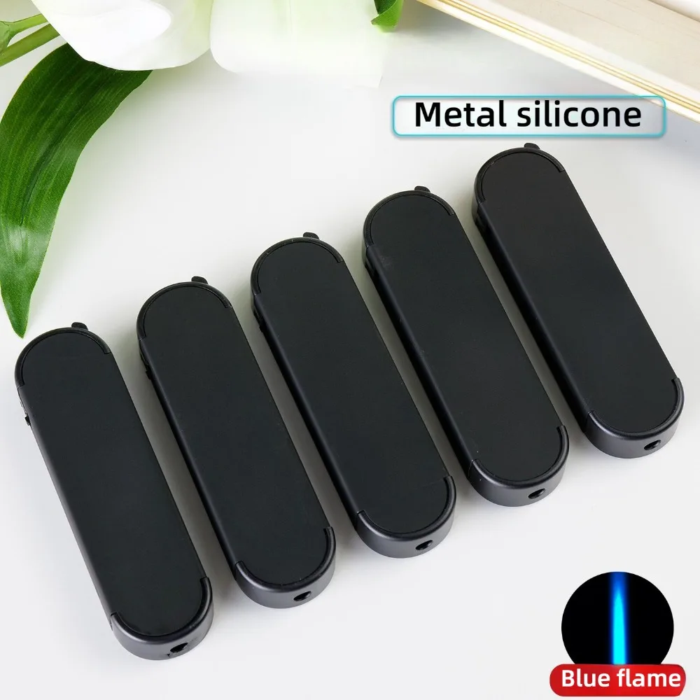 

50PCS Personalized High-end Metal Silicone Lighter Windproof Blue Flame Direct Men's Cigarette Lighter Supermarket Wholesale