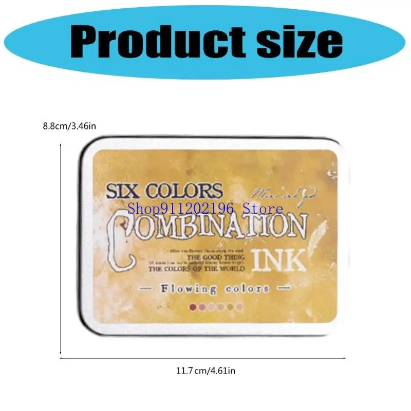 P82A 6 Pcs Pad Set Flowing Colors Series Combination Inkpad School Supplies
