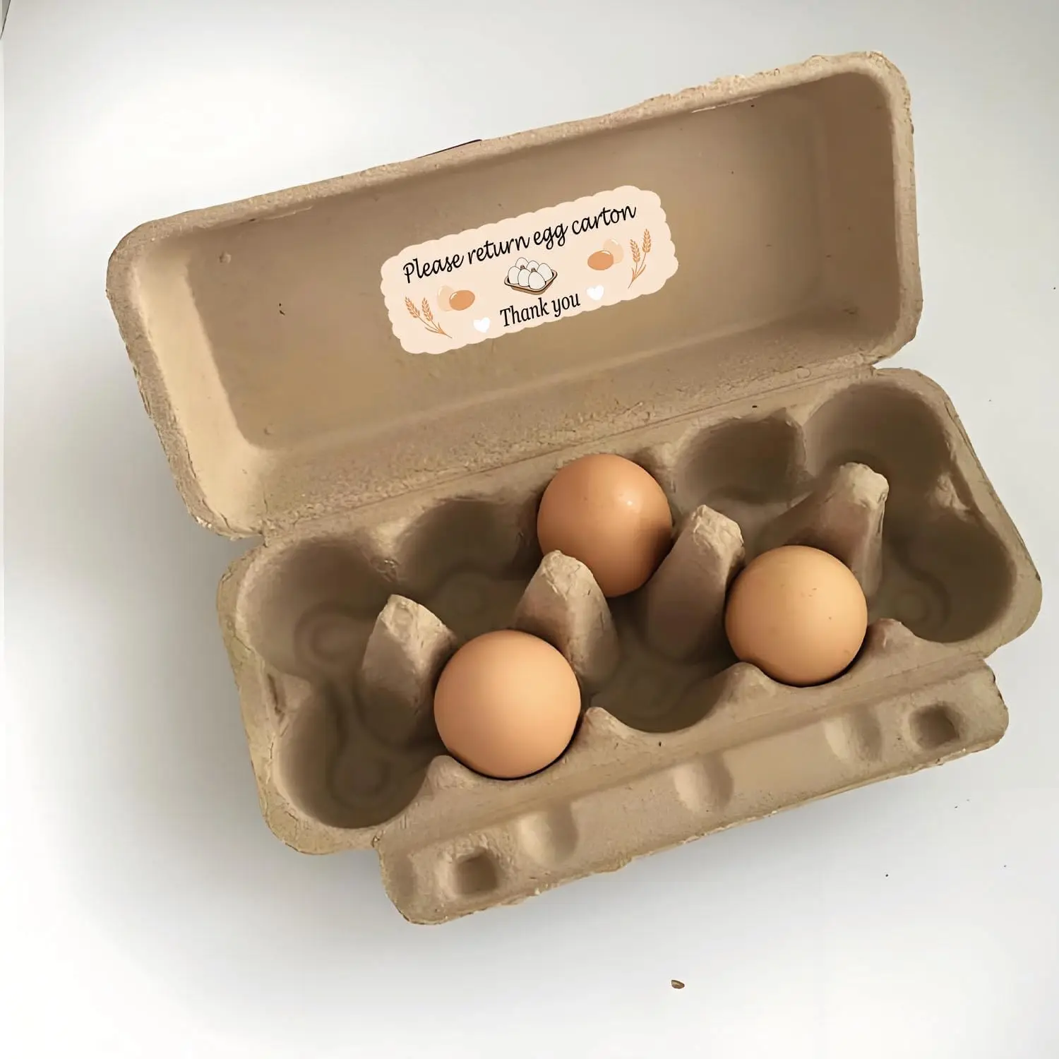 ملصقات كرتون البيض الطازج للمزرعة، 480 قطعة من ملصقات الرجوع - لاصق قابل للإزالة مقاس 1 × 2.65 بوصة لتغليف البيض وعلامات المزرعة