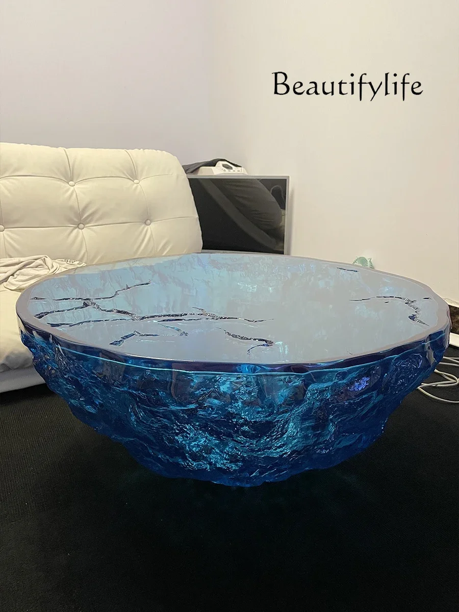 

SS Designer Light Luxury Coffee Table Modern Minimalist Art Creative Sculpture Model Room Living Room Resin Ocean Tea Table