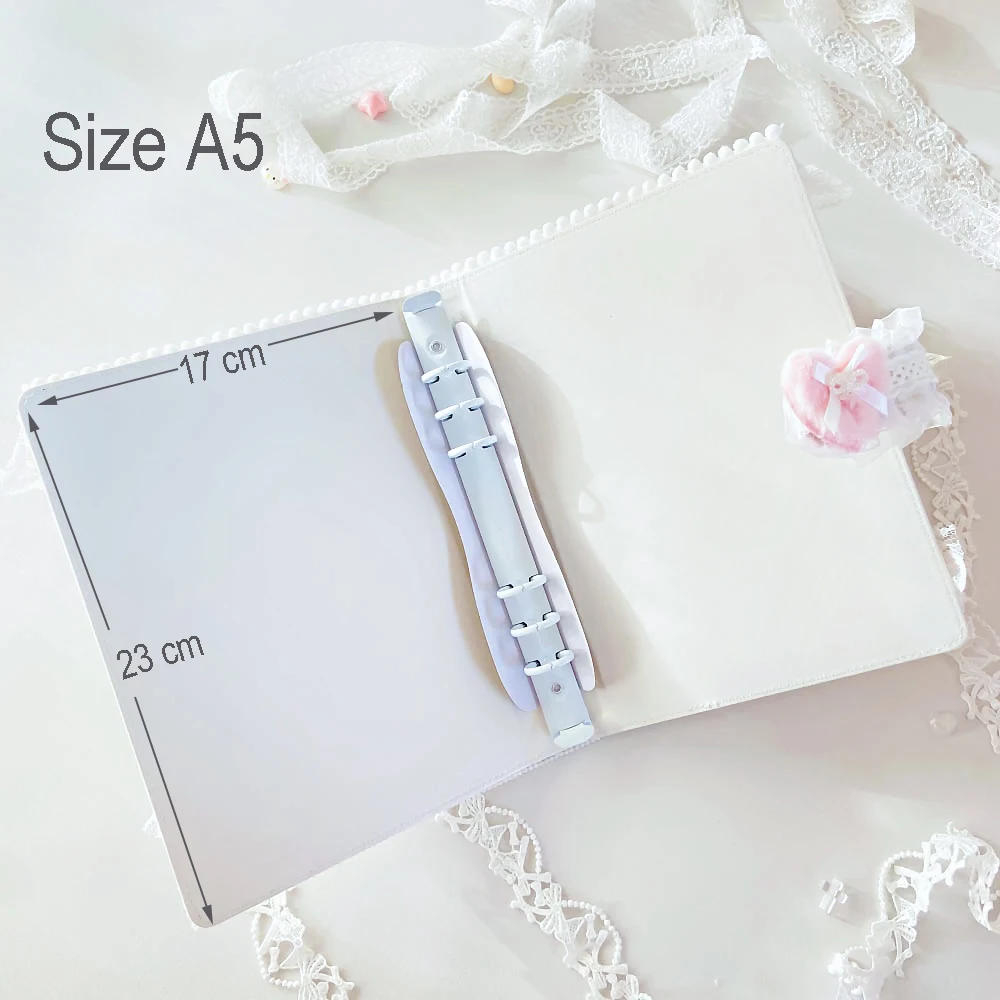 A5 Loose-leaf Ribbon Ballet Style Card Binder Kpop Photo Card Album Lace Elegant 6 Rings Binder Race Toploader Postcards Storage