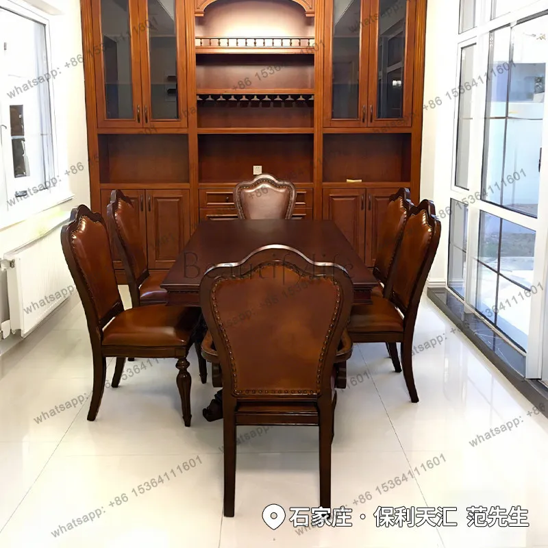 Factory Direct   American all solid wood retro country dining table rectangular home living room dining table