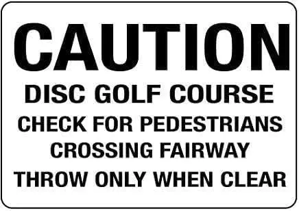 Caution Disc Golf Course Check Pedestrians Crossing Vintage Metal Sign 8x12 inches, TinSignEUa29459