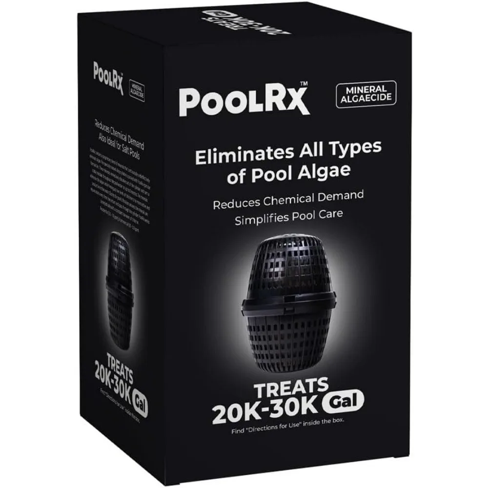 PoolRx Pool Unit #101066 20K-30K Gallons - 6 Month Mineral Algaecide NSF Certified Reduces Chlorine Salt Pool Compatible Black