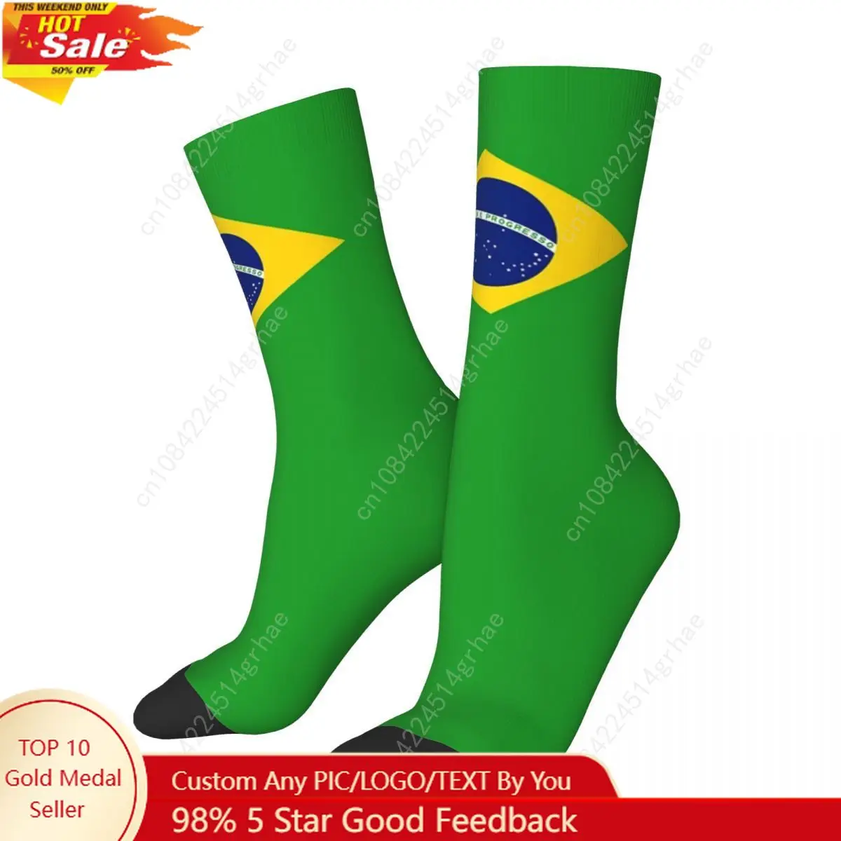 

Brazil National Flag Socks Harajuku Super Soft Stockings All Season Long Socks Accessories for Man's Woman's Gifts