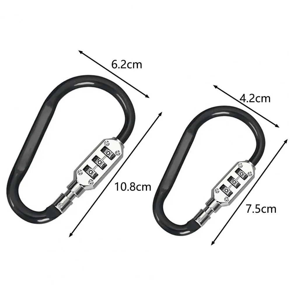 Bicycle Anti-theft Lock Carabiner Design Set Password Safety Aluminum Alloy Dazzling D-type Password Padlock Lock for Outdoor