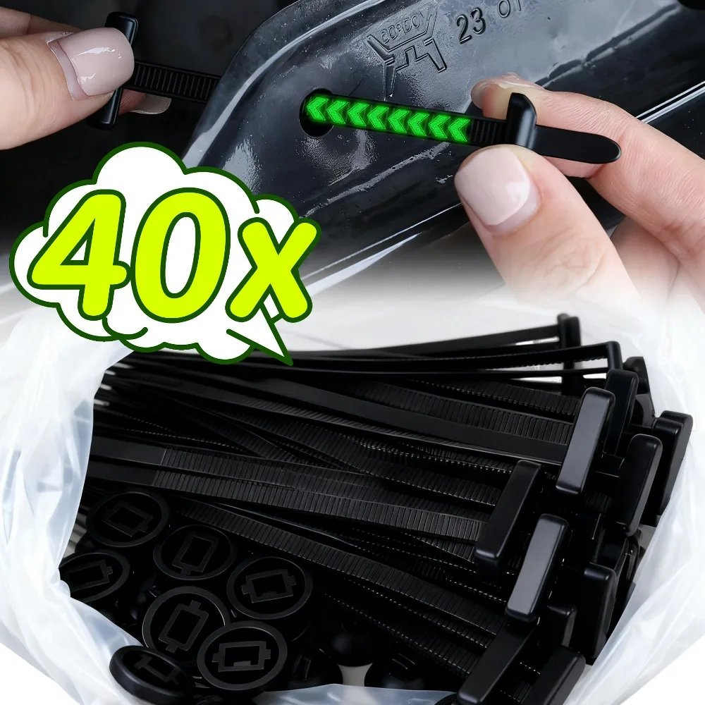 1-40pcs Nylon Cable Ties Buckle Auto Fastener Screw Replacement Clip Car Fenders Trunk Engine Guard Panel Wire Management Tools