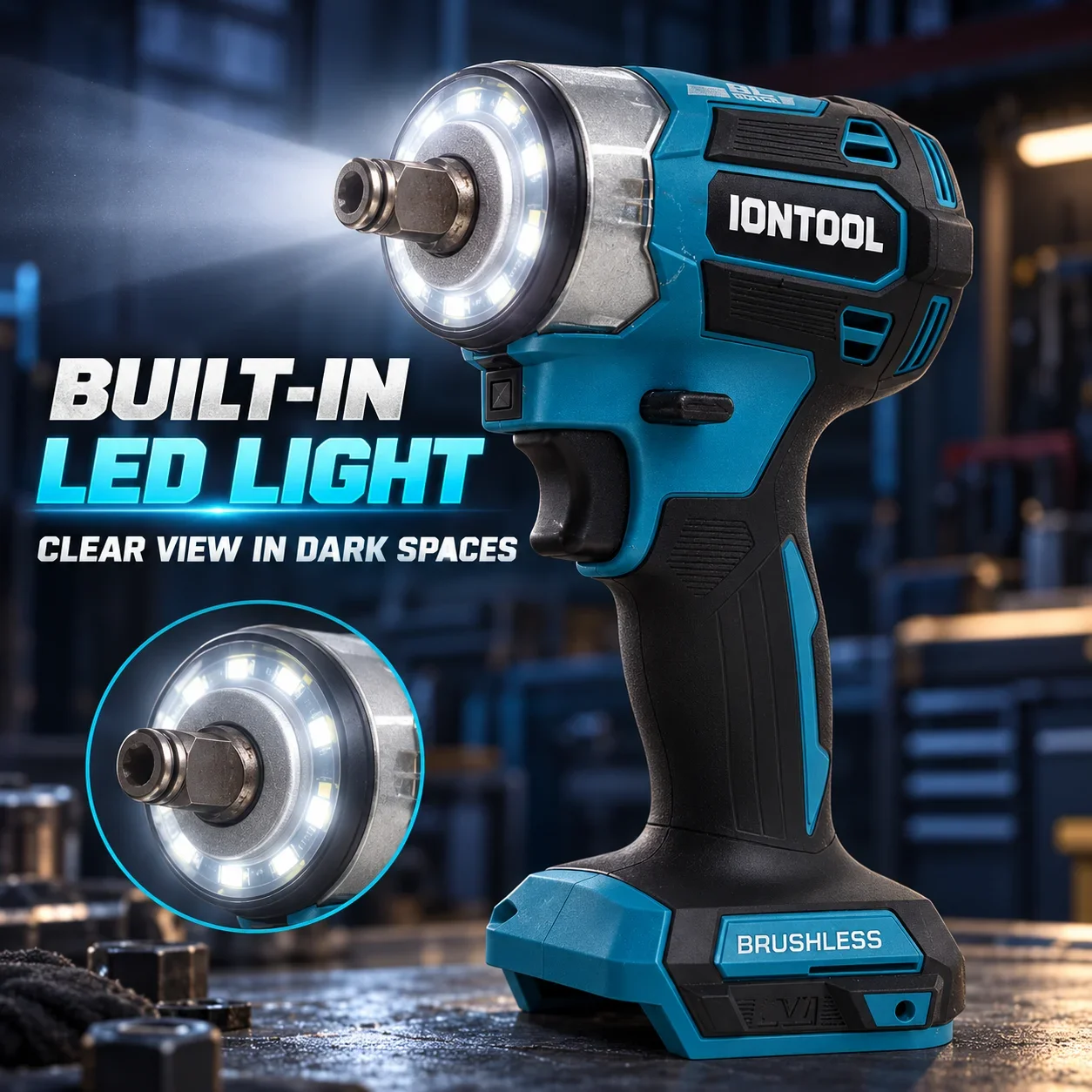 IONTOOL Cordless Impact Wrench 175N.m 0-2800RPM 0-3500IPM for Tire Change and Home Auto Repair Tool Only