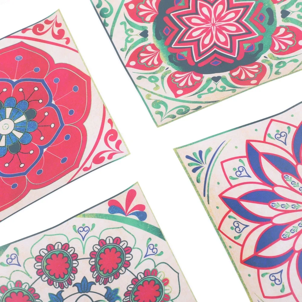 24Pcs Weatherproof PVC Tile Stickers 15x15cm Self Adhesive Tile Decals Floral Pattern Oil Proof Tile Sticker Offices
