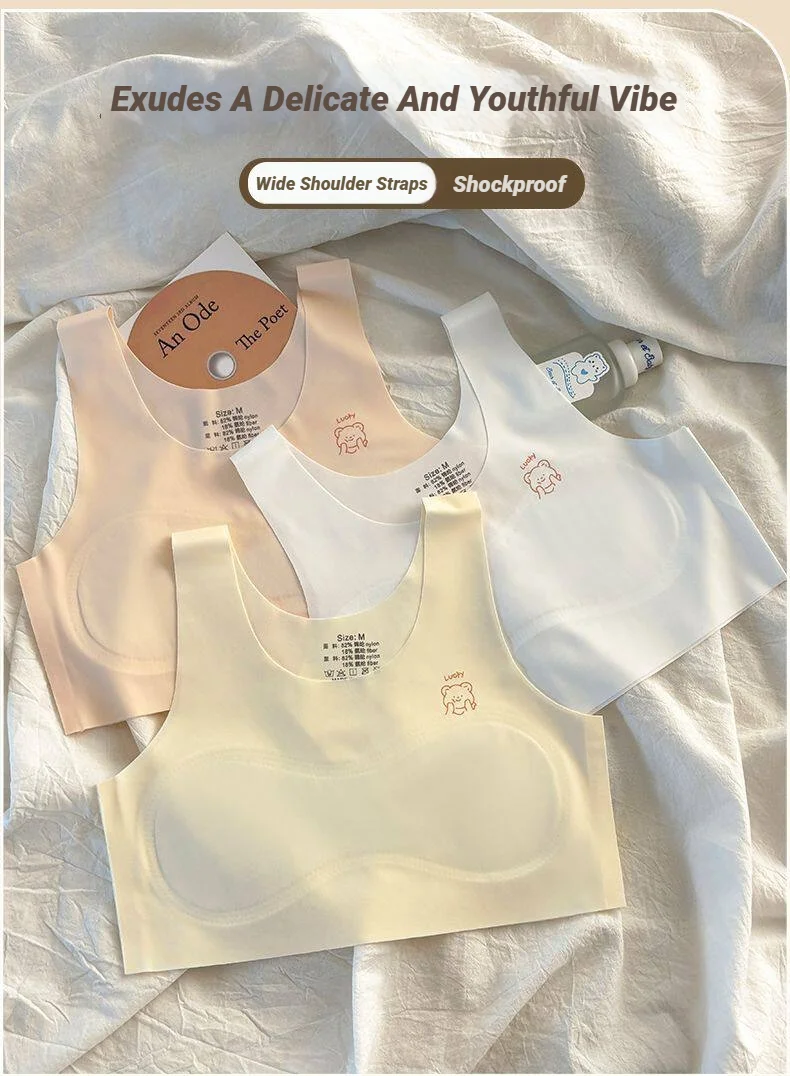 3-teiliges, bequemes, atmungsaktives, einfaches Trainings-BH-Unterhemd für Teenager, weiche, elastische, hautfreundliche Dessous für Mädchen, ohne Stahlring – Detail 8