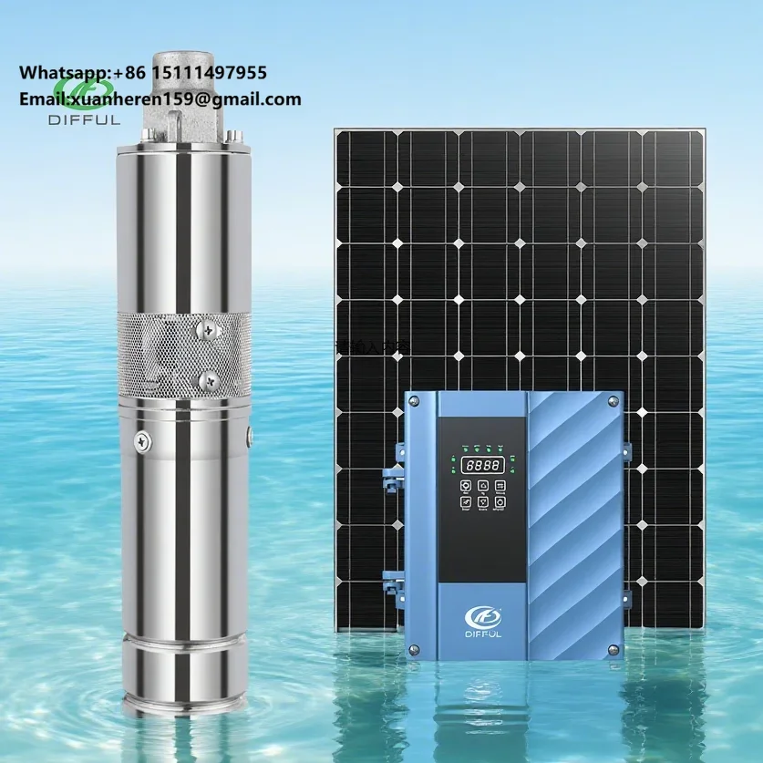 High Quality  AC/DC HYBRID Submersible Solar Pump for Deep Well Screw Brushless Pump High Lift