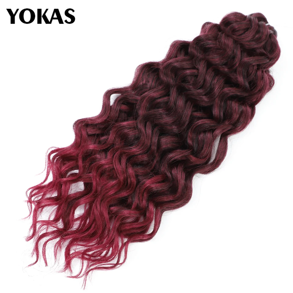 Extensão do cabelo de crochê onda oceano sintético vermelho roxo azul loiro branco rosa ombre longo trança fechaduras macias natural trança yokas