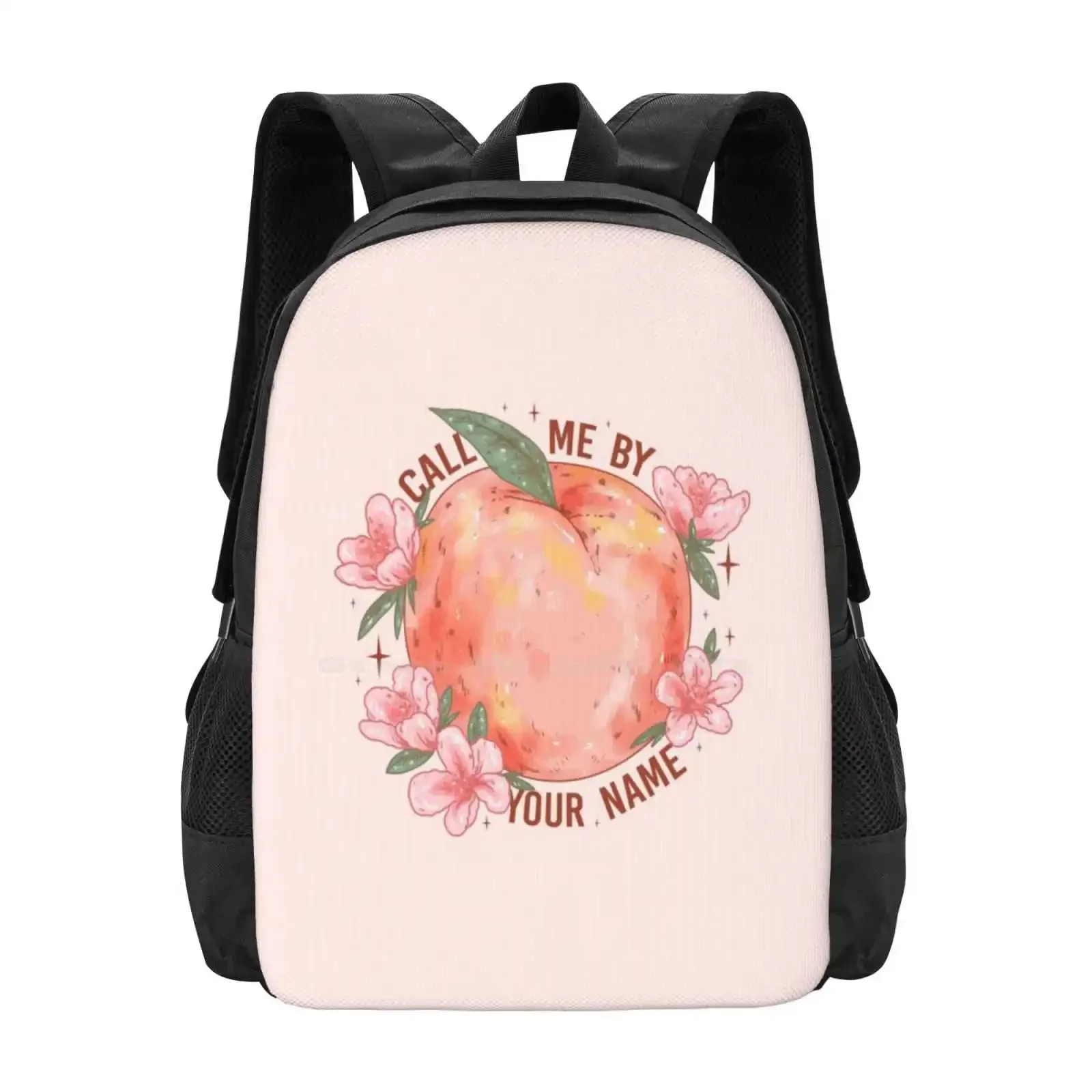 

Cmbyn School Bags Travel Laptop Backpack Call Me By Your Name Books Movies Film Peach Pink Flowers Floral Blossom Pastels