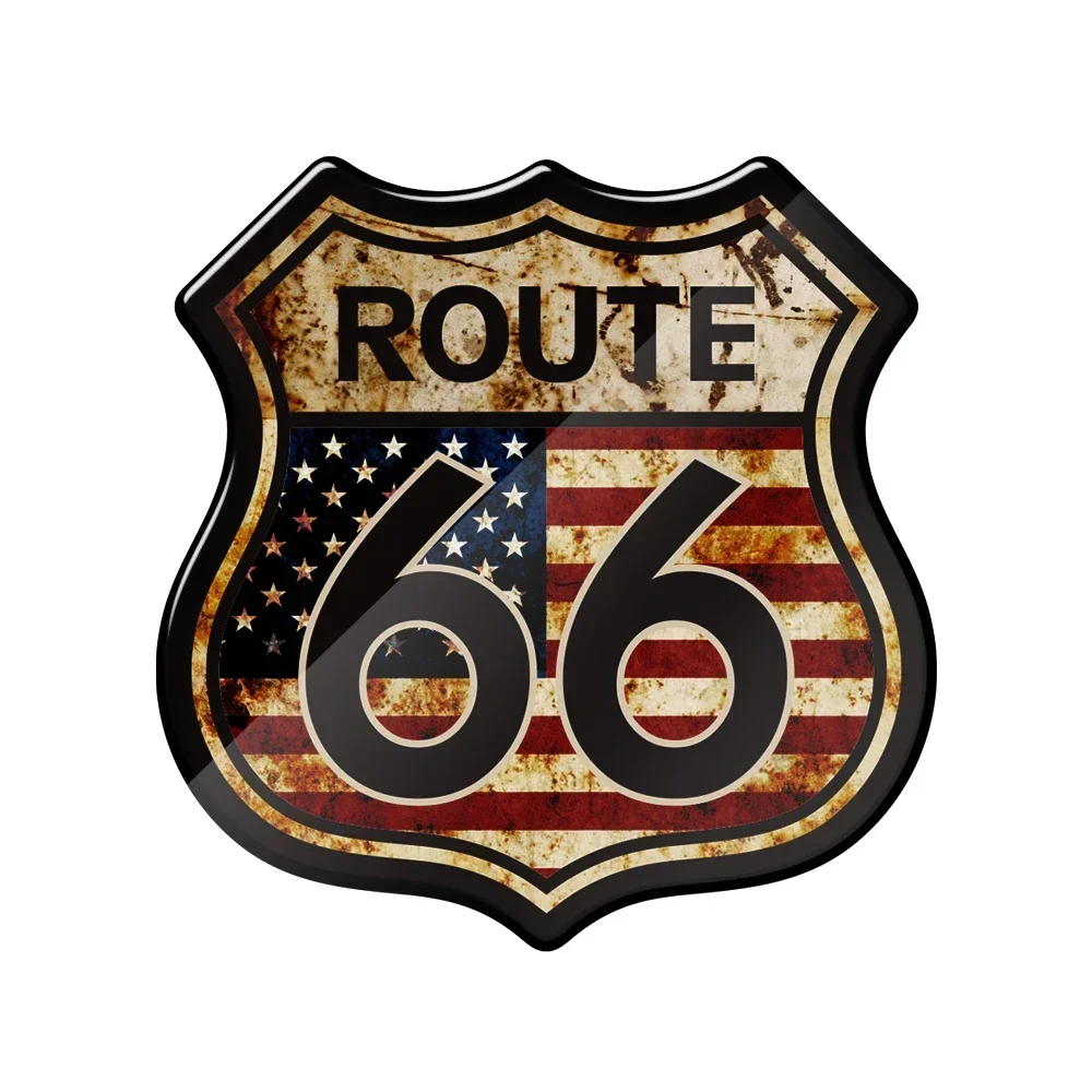 3D US The Historic Route 66 Stickers Rusty Decals Motorcycle Motorbike Car Vintage Sticker