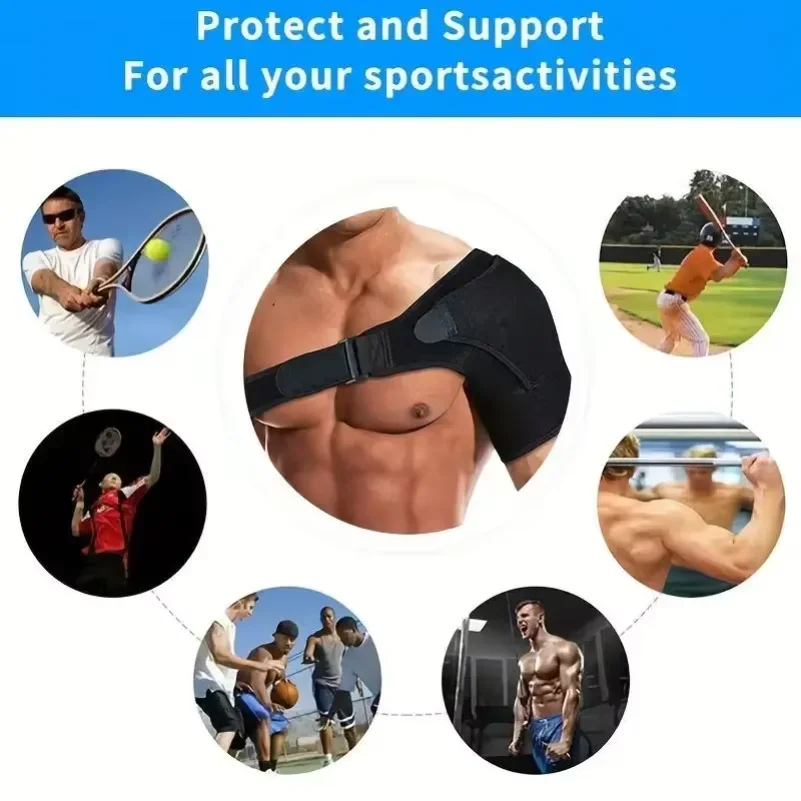 Unisex Adjustable Shoulder Brace with Pressure Pad, Left & Right Shoulder Support for Pain Relief & Injury Protection