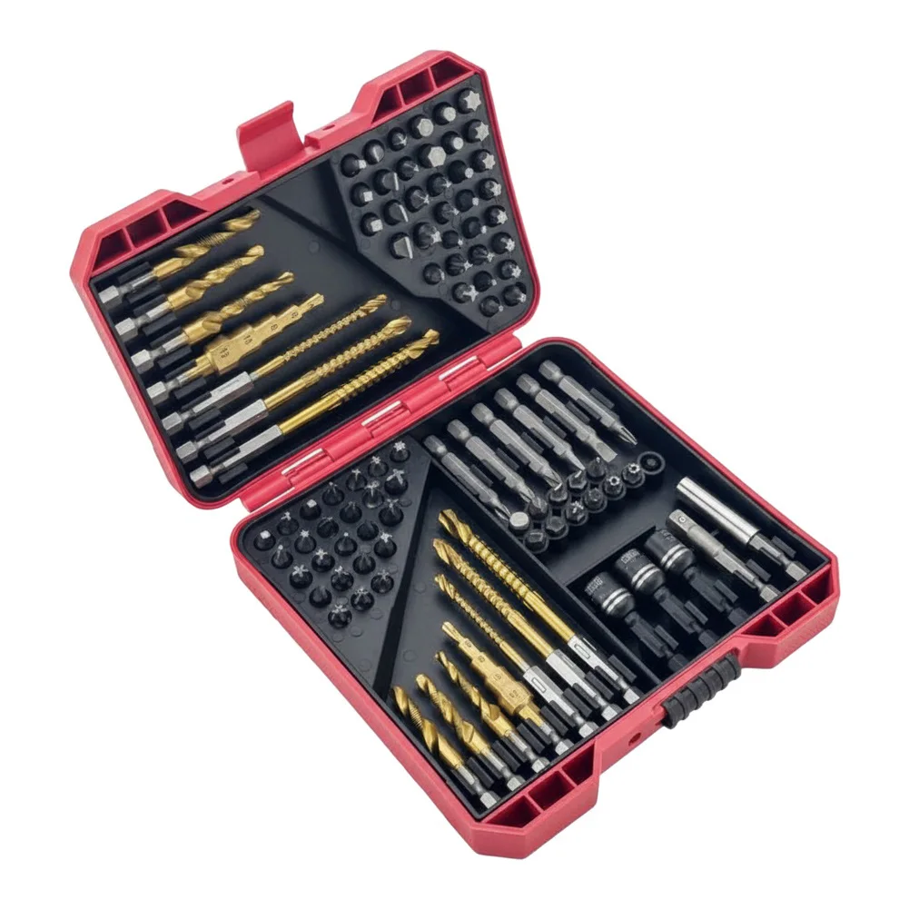 58 Piece Screwdriver Bit Set with Alloy Steel Material and Storage Box Suitable for Woodworking and Metal Processing