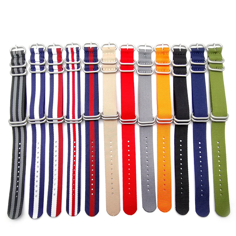 Universal Nylon Watch Strap Watchband Black Ring Buckle Sport Canvas Heavy Duty Wrist Band Bracelet 18mm 20mm 22mm High Quality