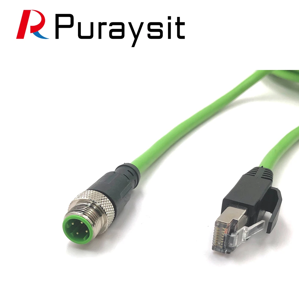 M12 to RJ45 connector Network RJ45 Connector Straight bent 4Pin 8Core A/D/X Sensor High Flexibility Shielded Network Cable