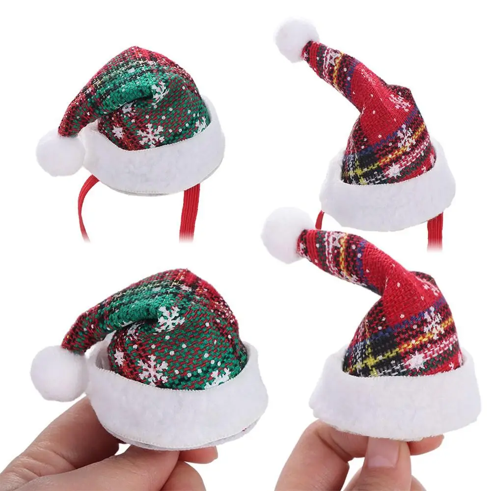 Decorative Christmas Pet Hat Adjustable Red/Green Puppy Christmas Hat with Drawstring Cloth Xmas Cat Santa Hat Party