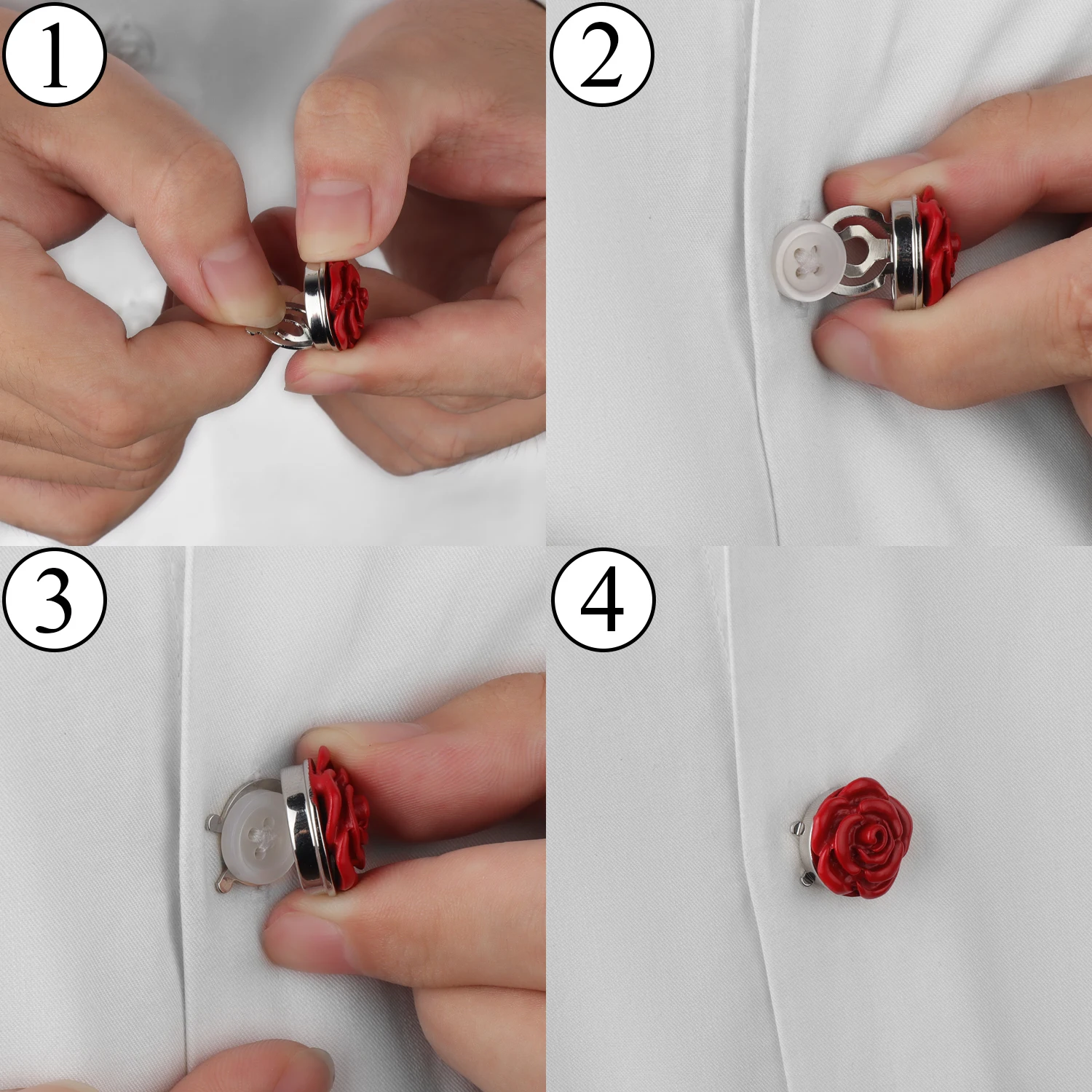Couvre-boutons en forme de ros - Tie Clip Silver avis et prix