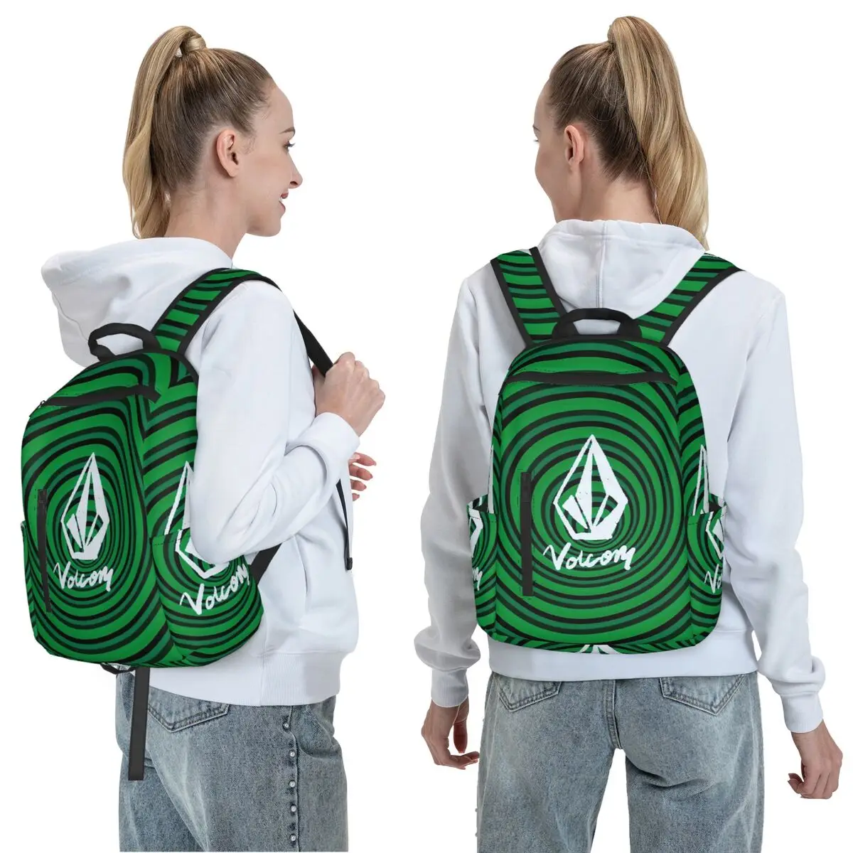 V-Volcom Logo Backpack Daypack Large Capacity Boys Girls BookBag School Bag Shoulder Bags for Men Women