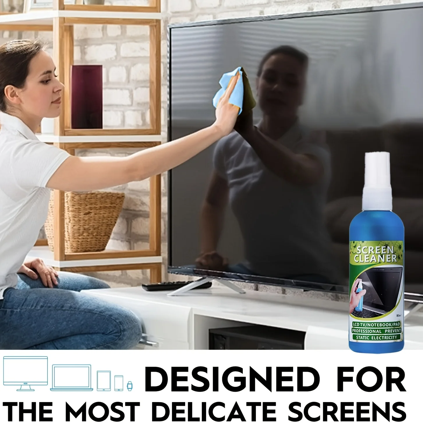 Portable Screen Cleaner Spray Kit-Glass Cleaner Spray ,Suitable for a variety of Glass,Glasses,Camera Lenses Dust Removal,80ml