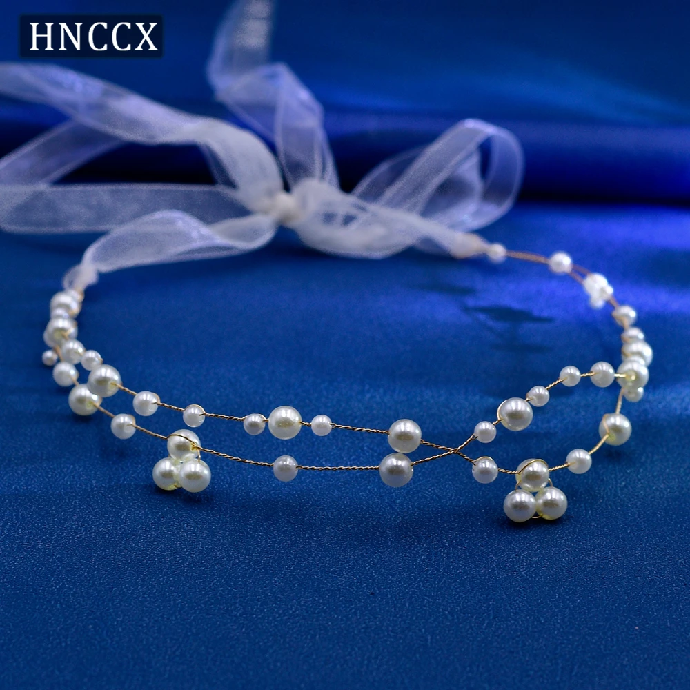 HNCCX Wedding Pearls Headband Bridal Hair Accessories Pearl Bridesmaids Handmade Hair Ornaments Woman Hair Vine Headpiece CP36