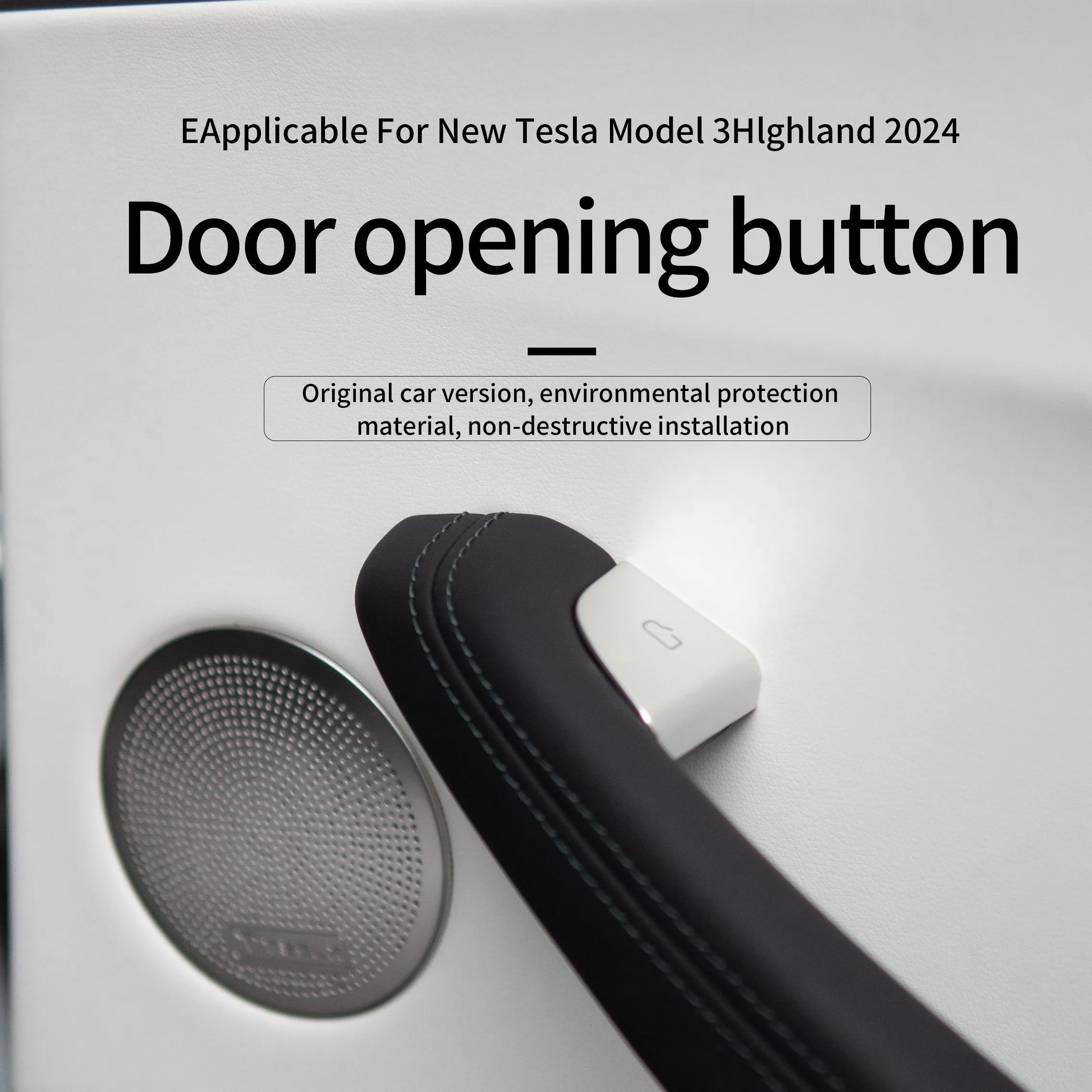 4X Car Open Door Button Stickers For Tesla Model 3 Highland 2024 Accessories Door Open Handle Cover Interior Protection Trim