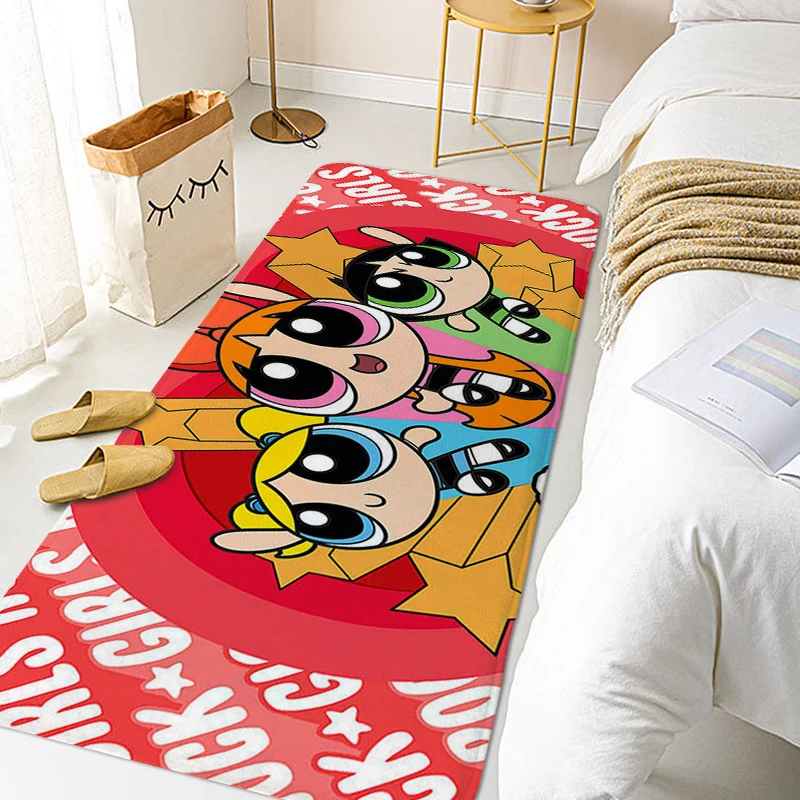 Rug for Bedroom The P-Powerpuffs Girls Floor Mats Front Door Non Slip Room Carpet Funny Doormat Soft Bathmat Home Decorations