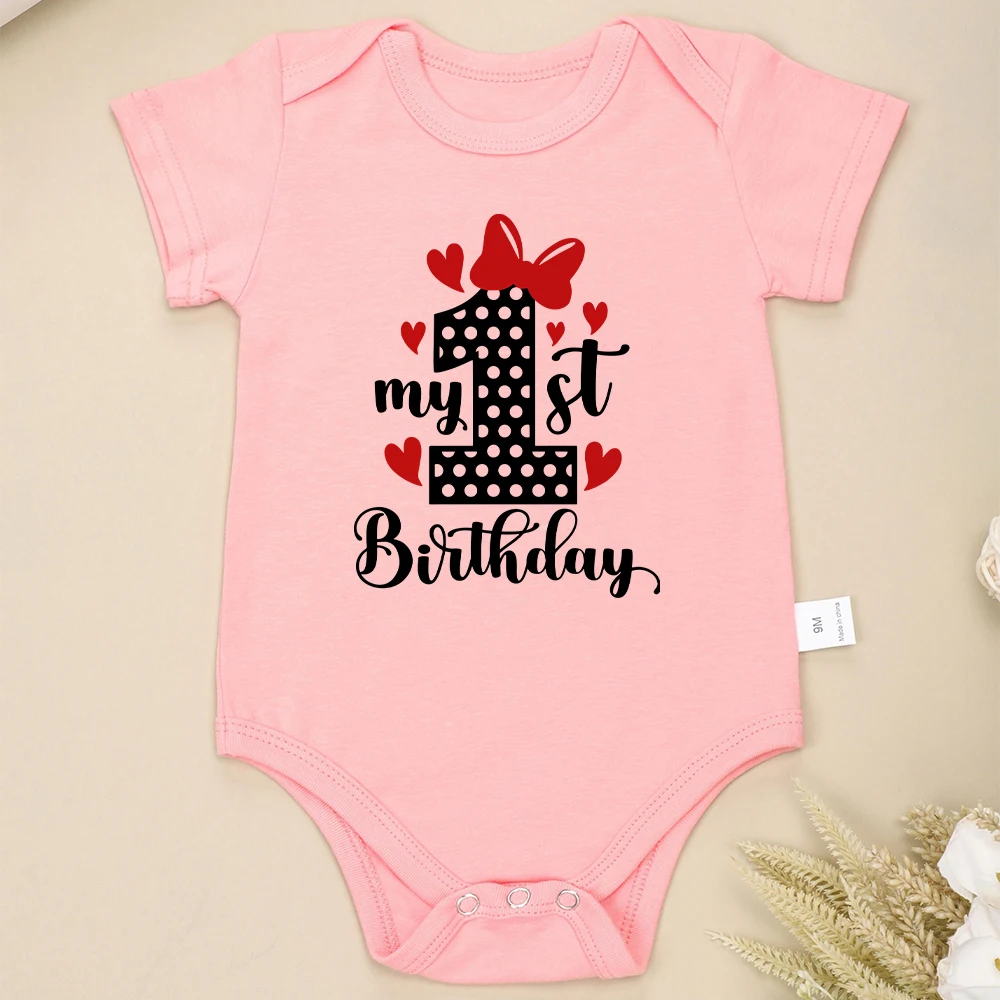 My 1St Birthday Cute Baby Girl Clothes Beautiful Print Cotton Fashion Toddler tuta manica corta Family Party tutine infantili