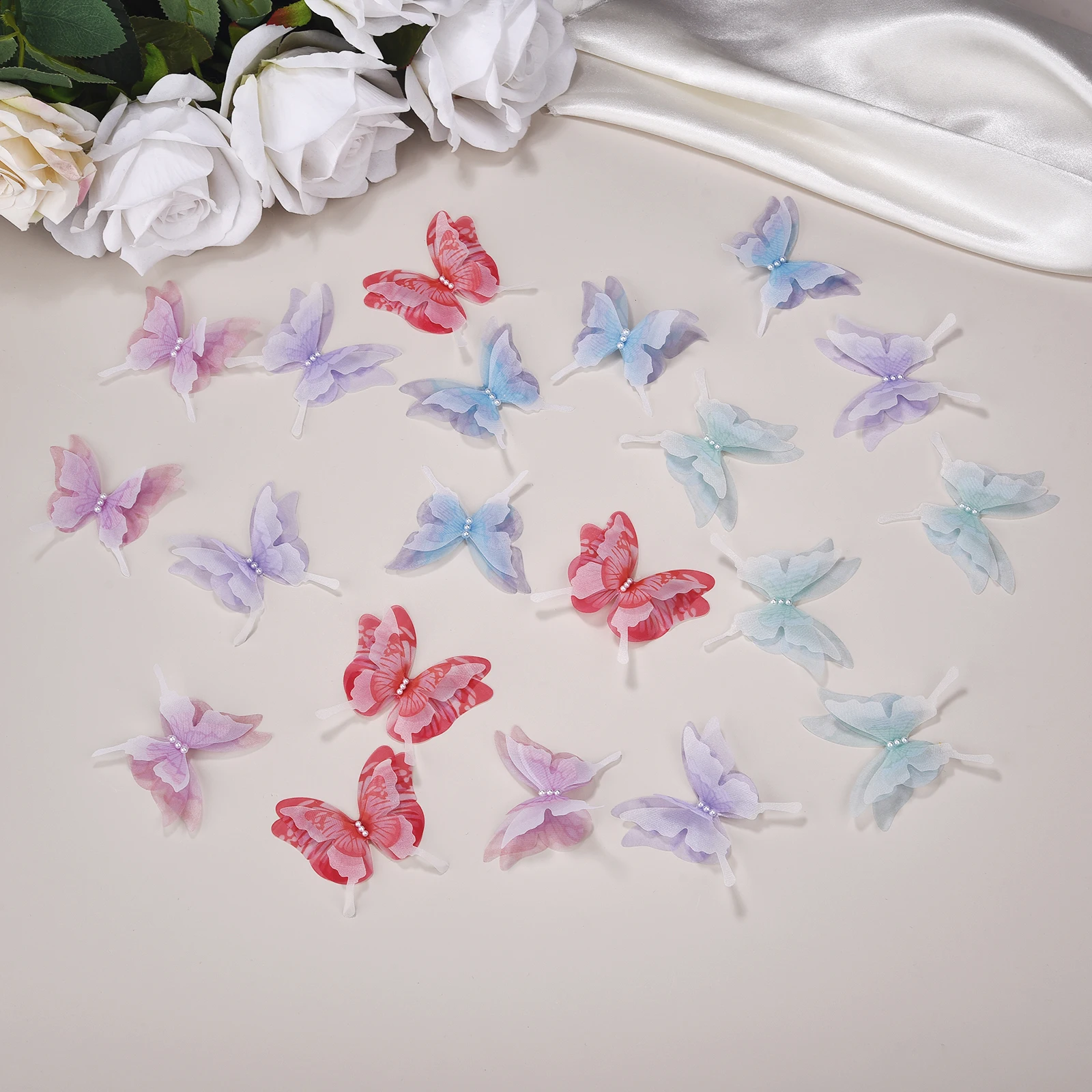 

Четырехслойные 3D тюлевые шифоновые бабочки 3D имитация аппликаций для одежды швейные принадлежности ювелирные изделия серьги аксессуары для одежды