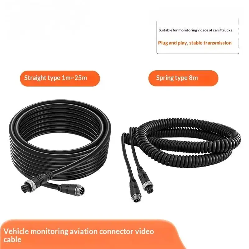 4 Pin M12 Aviation Extension Cable Shielded Anti Interference Vehicle Camera Wire For Truck Car Rear View Monitoring System