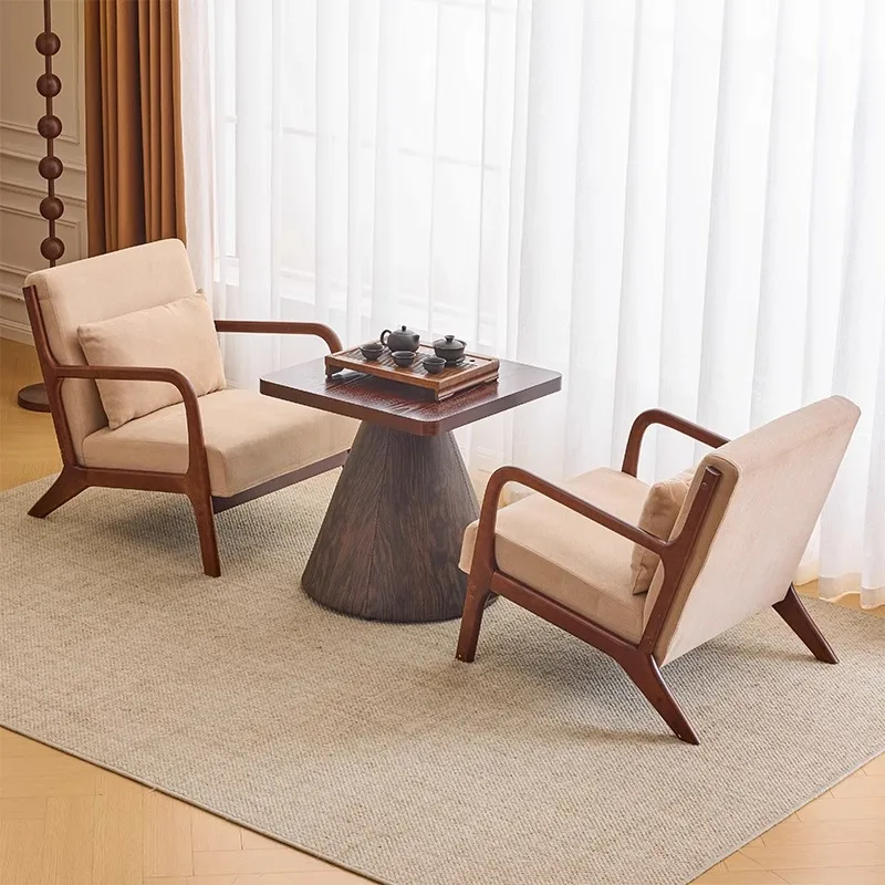 

Balcony table and chair combination leisure area arrangement tea drinking indoor extranet red small solid wood one table and two