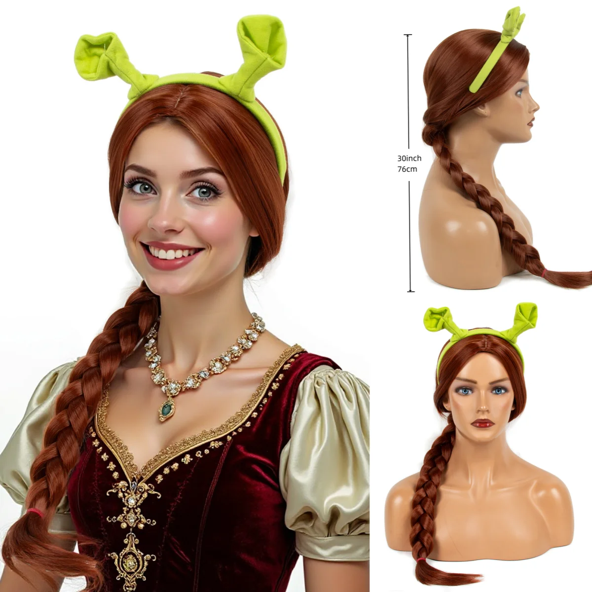 Princess Witch White Braid Wig Blonde Black Brown Wig COSPLAY Elsa Moana Fiona Anime Synthetic Hair for Halloween Party Costume