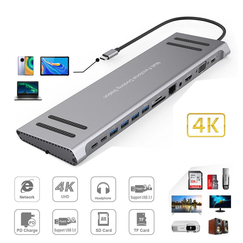 

game USB Hub SD/TF Card Reading Screen Sharing dock station Splitter Box Fast Ethernet USB to VGA Adapter RJ-45 LAN Adapter 4K