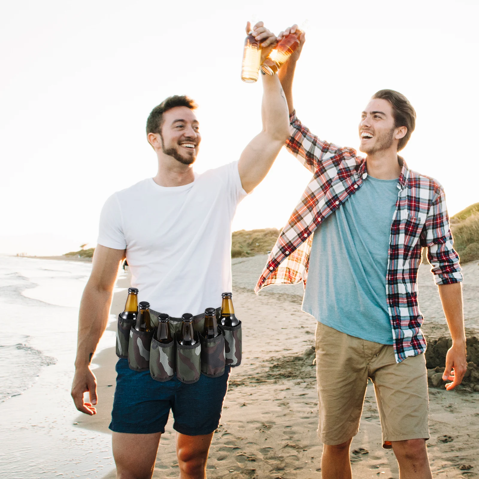 

6 Pack Beer Belt Mountaineering Outdoor Waist Bag With Cellphone Pocket Camouflage Large Capacity Drink Holder For 6 Cans Easy