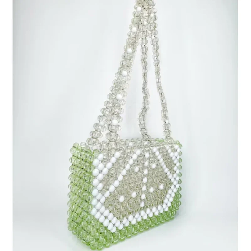 Handmade Beaded Weaving Watermelon Design Transparent Handbag Spring Summer Fresh Women's Shoulder Bag Customizable Wholesale