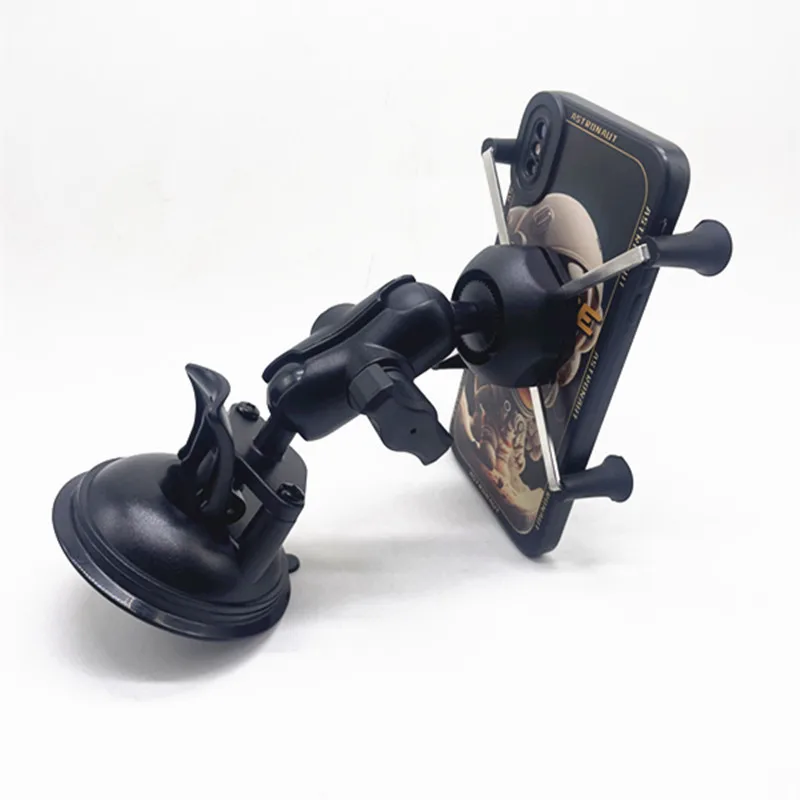 ダブルソケットアームと吸盤付きの新しい携帯電話ホルダー、フロントガラス-ガラス-ダッシュボードマウント用、ram-mount-x-gripと互換性あり