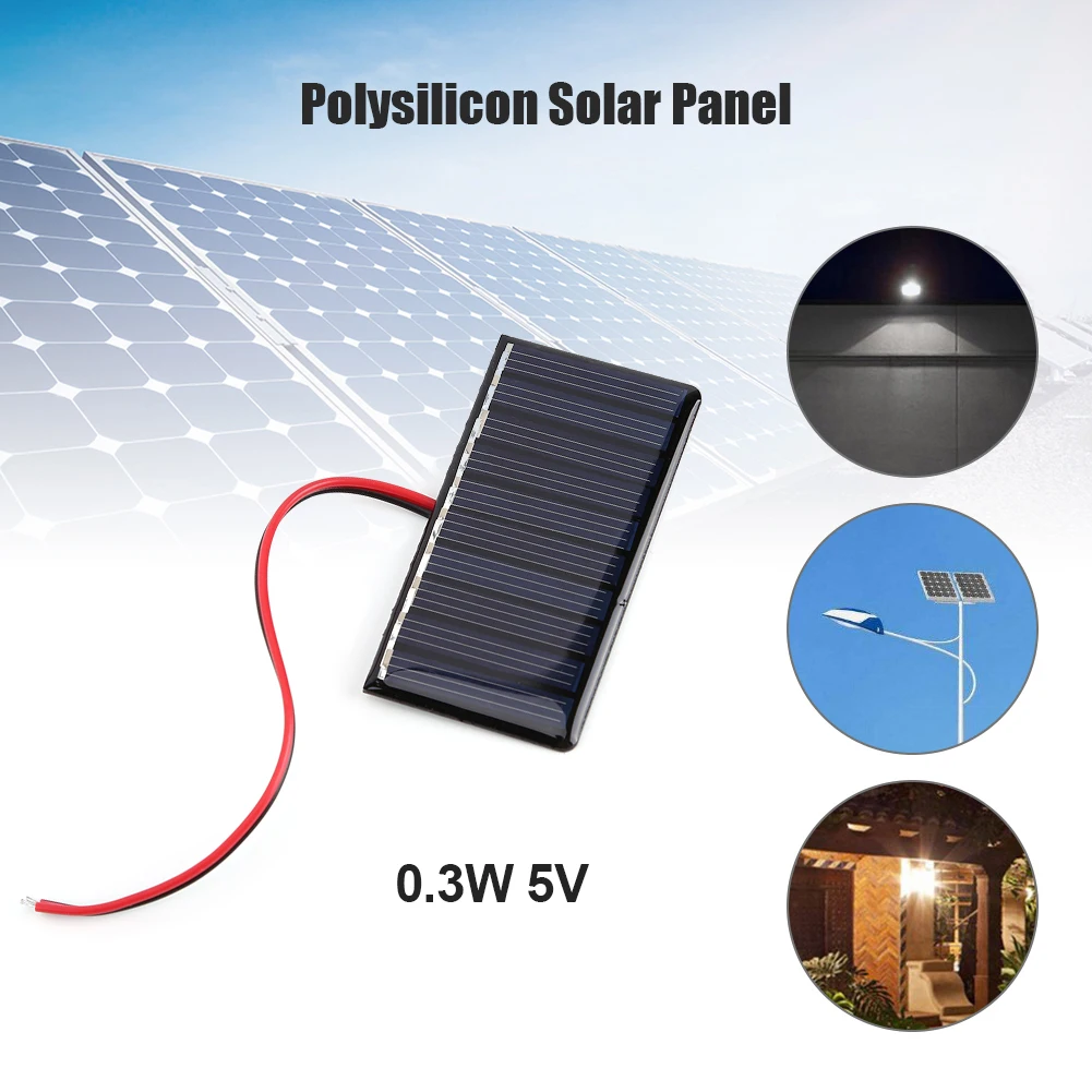Solar Panel Study Silicon DIY Battery Charger 0.3W 5V Epoxy Panels Mini Solar System DIY Polysilicon Boards with Wire