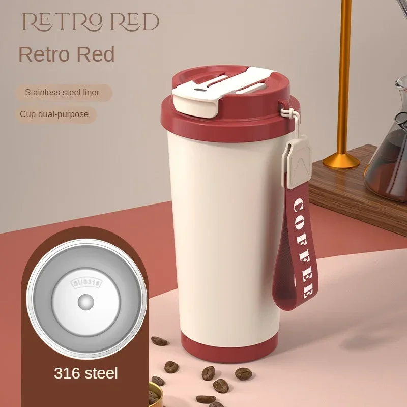 NONE Große Kapazität Keramik Isolierflaschen Wiederverwendbare Doppelwandige Thermoskannen Edelstahl Kaffeetasse Isolierte Tasse Hause Trinkgeschirr 7