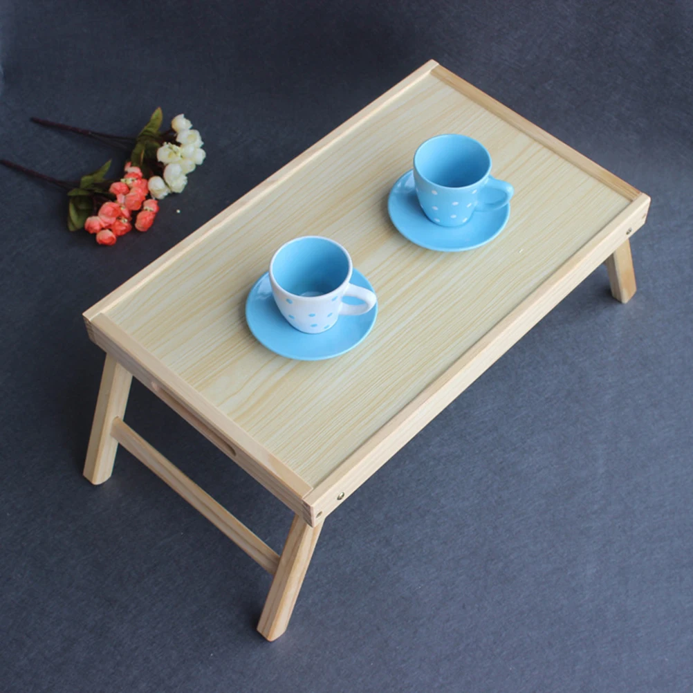 

1Pcs Natural Wood Tea Tray Strong Collapsible Laptop Desk for Bed Or Outdoor Use Lightweight Serving Table for Breakfast Study