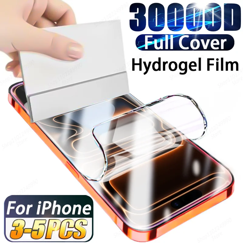 

5PCS Hydrogel Film For iPhone 17 11 16 Pro Max 17 Air 13 12 Mini 16E 14 15 Plus XS XR Anti-Scratch Screen Protectors Soft Film