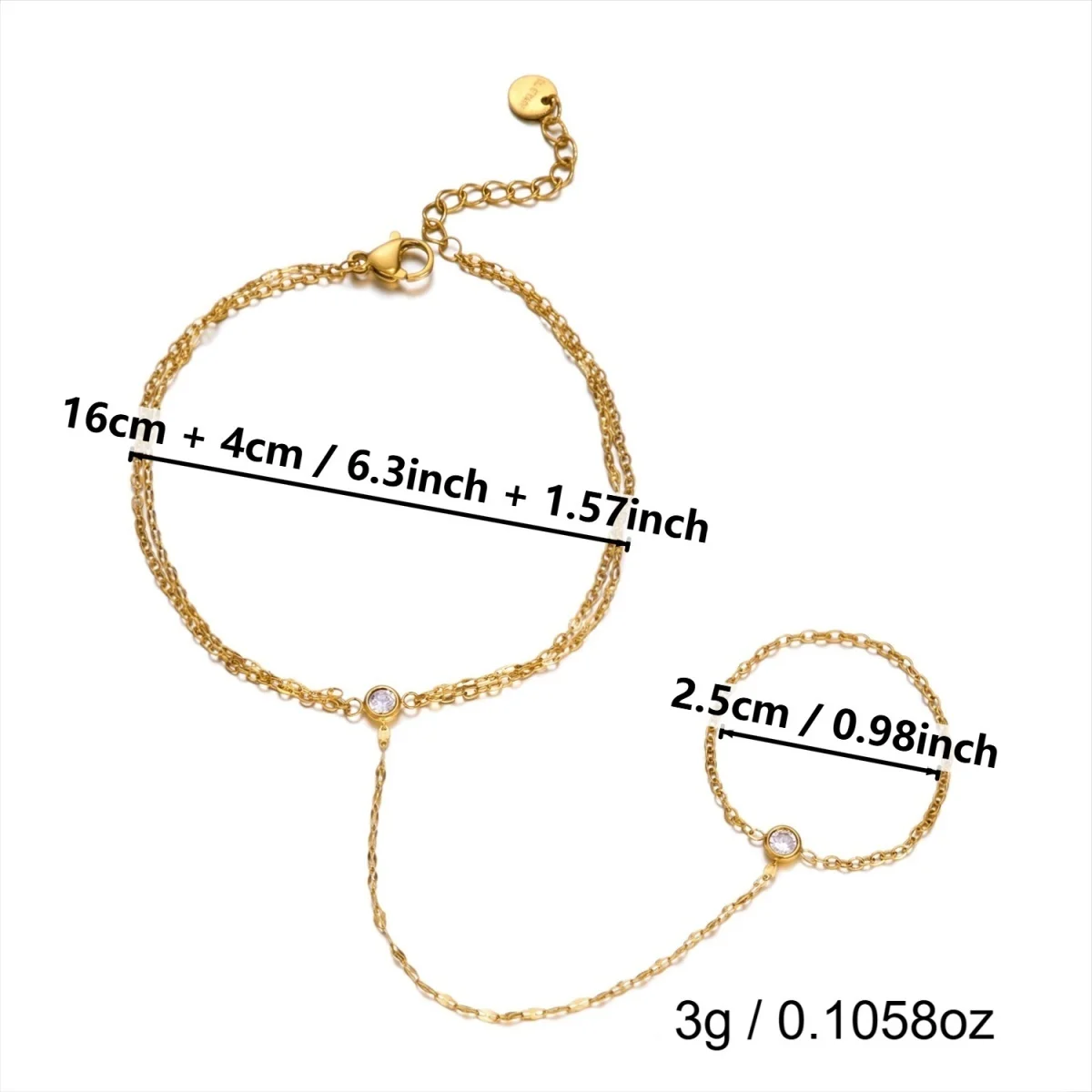 Edelstahlarmbänder mit roten Zirkonia-Steinen, dreischichtig, für Damen und Herren, runde Armreifen mit Strasssteinen, die Finger und Handgelenk verbinden, Party-Schmuck. – Detail 23