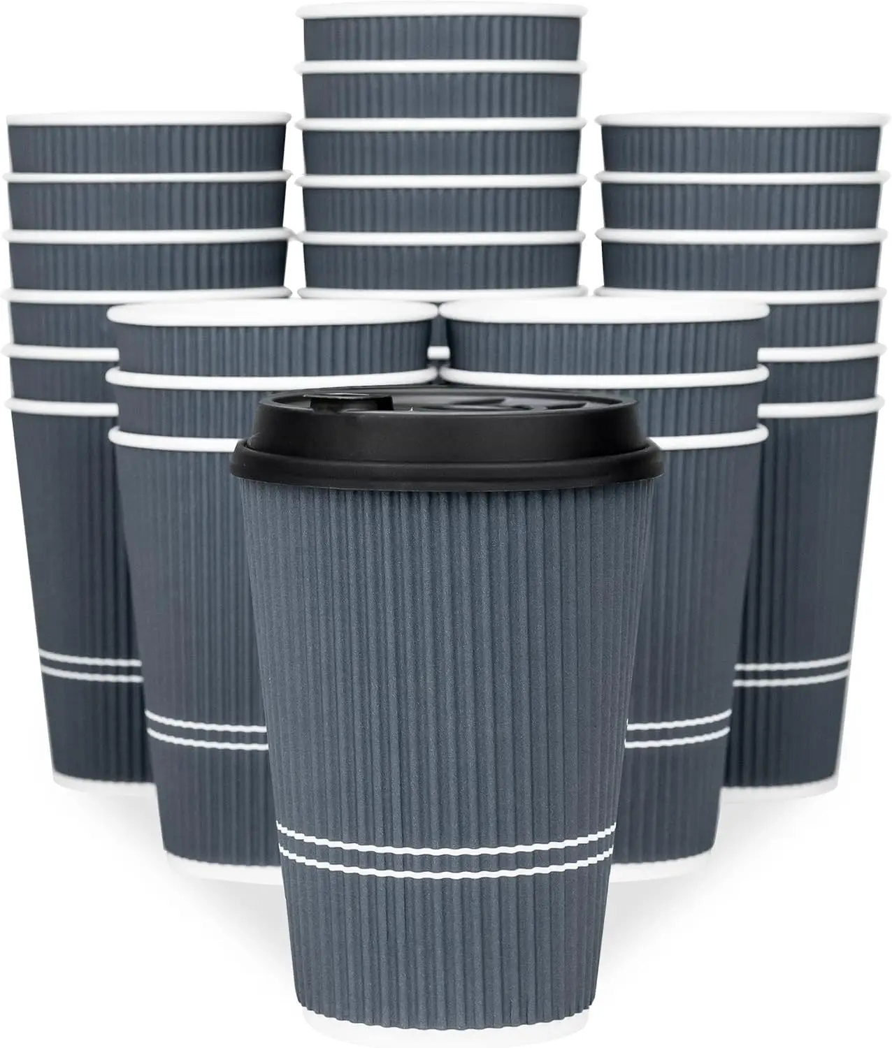 

Disposable Coffee Cups With Lids - 12 oz To Go Coffee Cup With Lid (80 Set). Durable Togo Travel