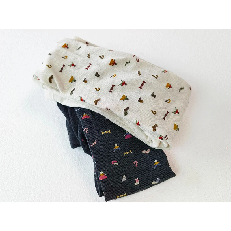 Mori สาวปักดอกไม้ Jumpsuit กางเกงขายาวผู้หญิงเสื้อผ้าผ้าฝ้ายที่มีสีสัน Candy รูป Jacquard ถัก Lolita Leggings A274