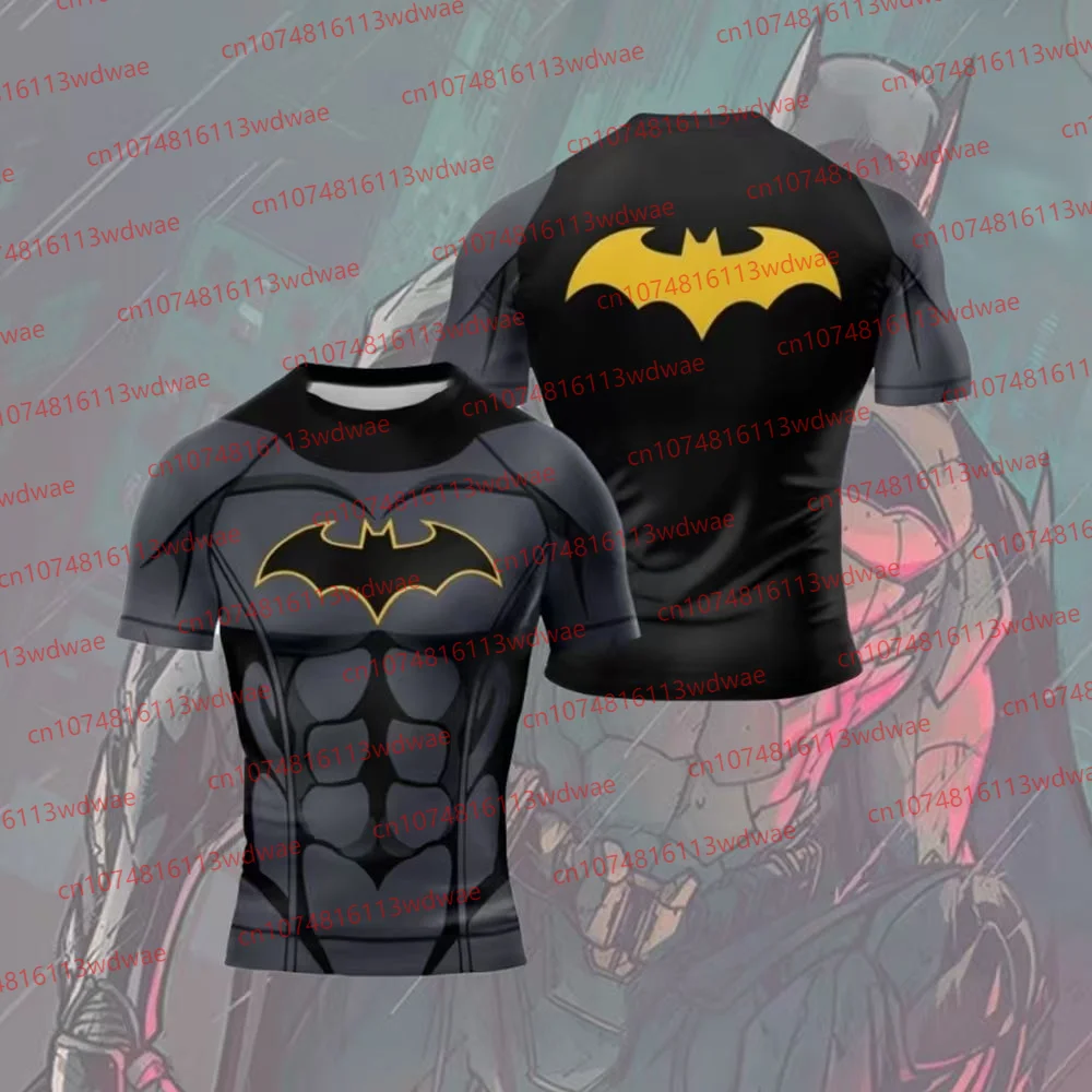 

Мужская узкая футболка с Бэтменом, спортивная быстросохнущая футболка супергероя для бега, мужская футболка с лигой справедливости, спортивная футболка на открытом воздухе