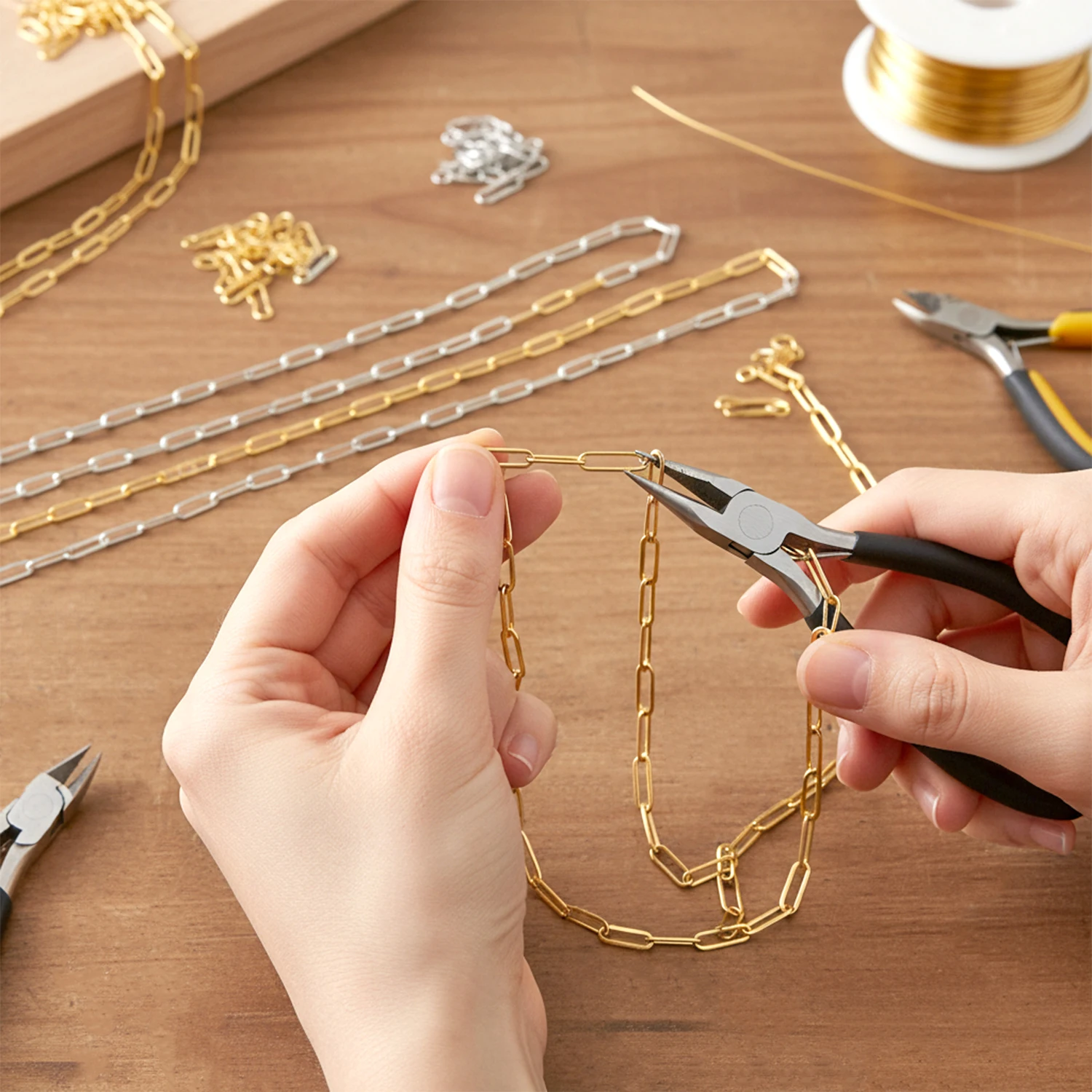 2meters Stainless Steel Chains Gold Plated  Flat Link Chains Necklace For Jewelry Making DIY Necklaces Bracelets Accessories
