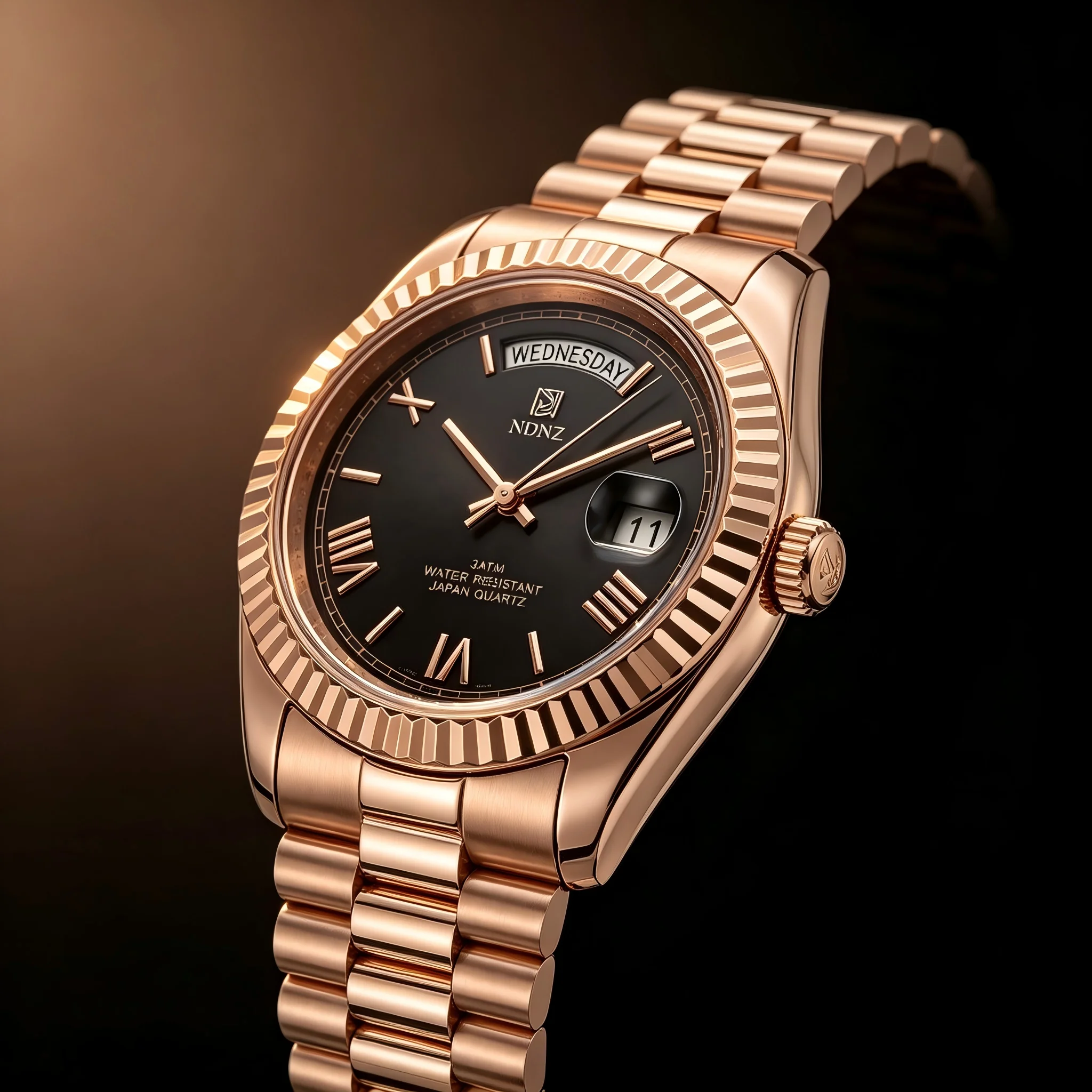 Fashionable waterproof couple's wristwatch, men business quartz watch, date and timing function, steel strap, Japanese movement