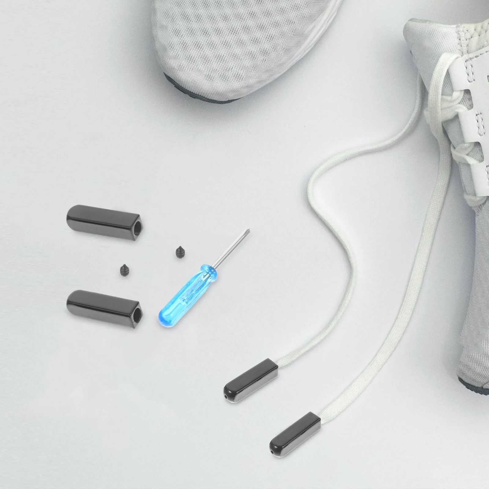 

1Set Metal Shoelace Tips Durable Zinc Alloy Replacement Aglets for Runners Athletes Hikers Cyclists Easy to Use No Tie Design