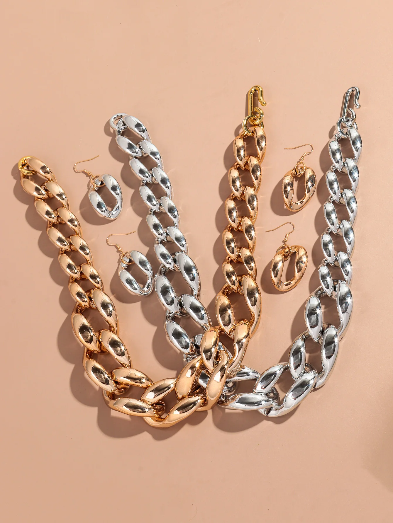 Neue Punk Big Link Acryl Halsband Ohrringe Set für Frauen Männer Vintage Chunky Kette Halsketten Erklärung Partei Schmuck Geschenke – Detail 7